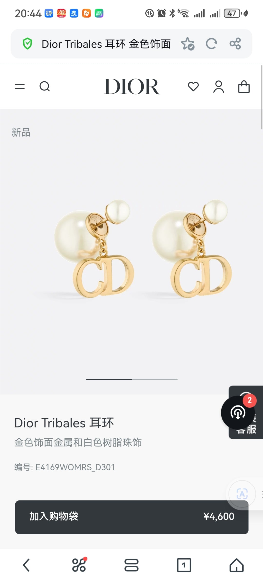 China Replica Dior Earrings 24usd Only